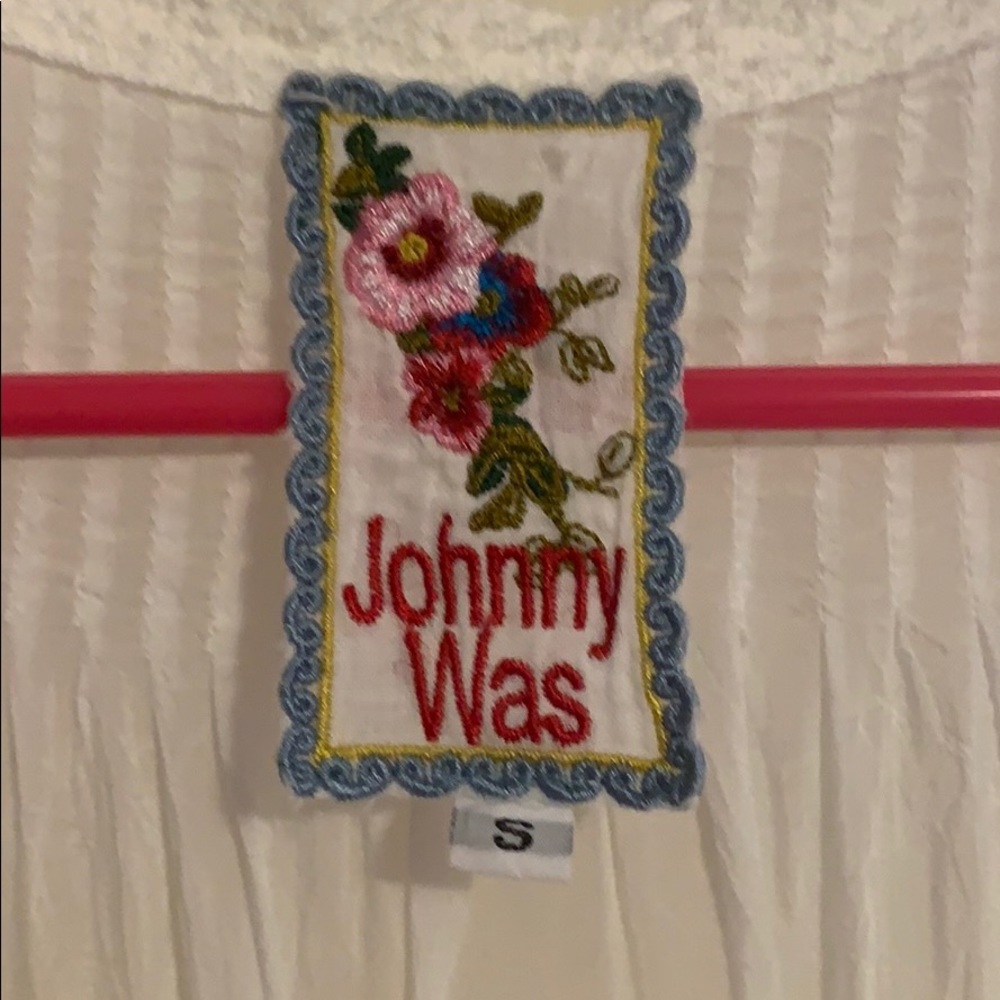 Johnny Was soft white boho tunic with lace detail